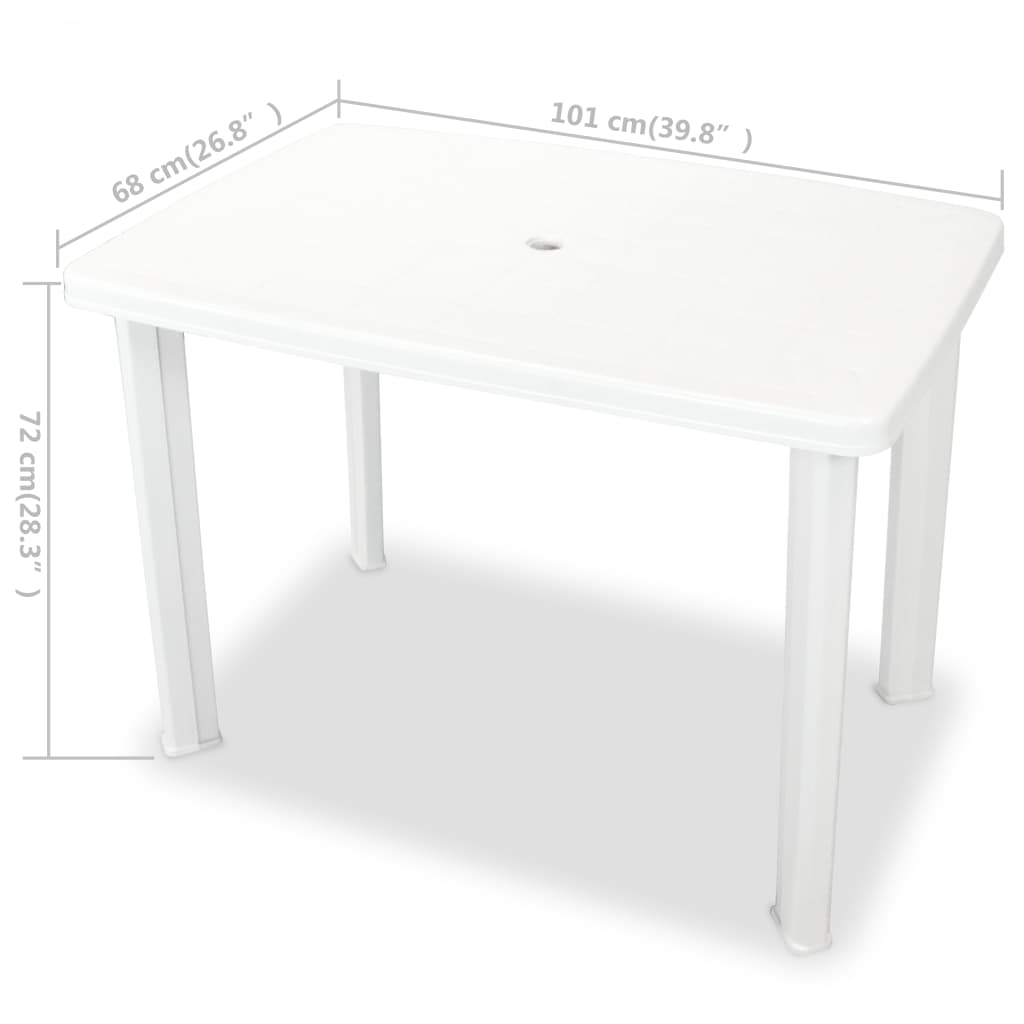 Gartentisch Weiss 101 x 68 x 72 cm Kunststoff